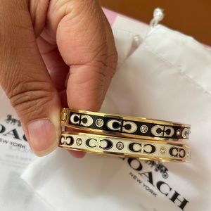 Set of 2 Coach bangles enamel and crystals gold tone (costume)